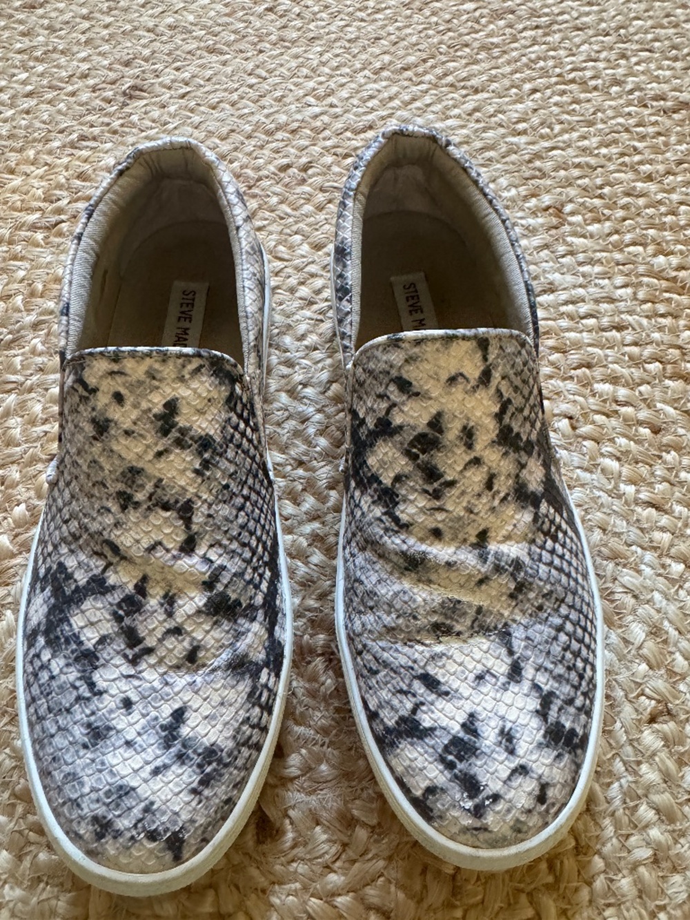 Steve Madden Gills natural snake-print slip-on platform sneakers; Size 8